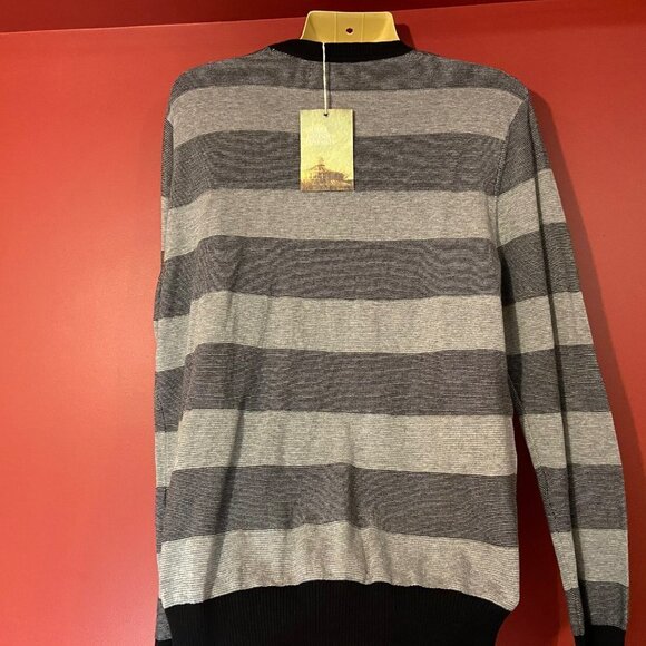 Frederik Anderson Copenhagen Men's Grey Striped Sweater - Size Medium - NWT - Picture 2 of 3